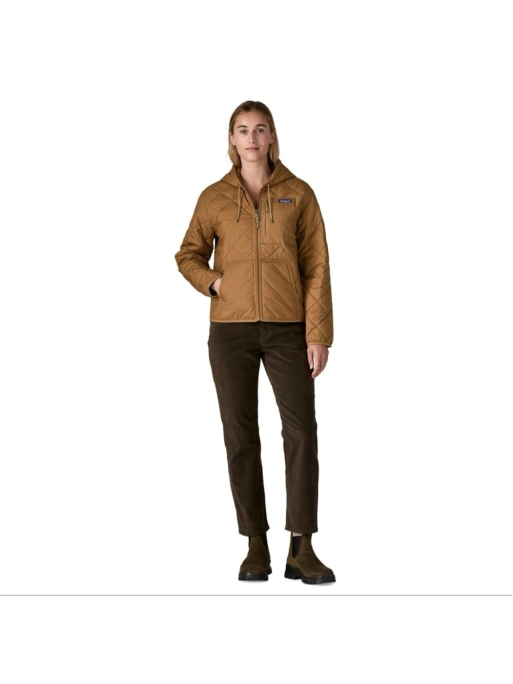 Patagonia Diamond Quilted Bomber Hoody Women XS Deer Brown Insulated NWT - Picture 4 of 5